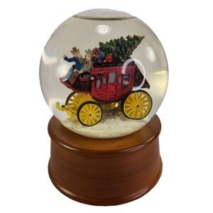 Wells Fargo Stage Coach Snowglobe Musical Christmas Let It Snow Globe Vtg READ
